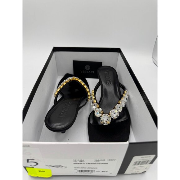 Versace 55mm crystal-embellished thong mules sandals - Picture 14 of 15